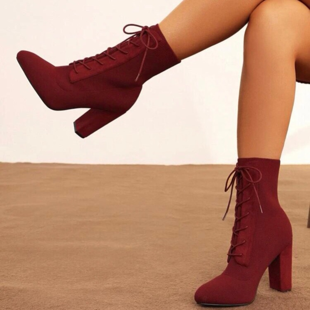 BRAND NEW!!!!!! Burgundy Almond Toe Booties. True sz 6. Beautiful